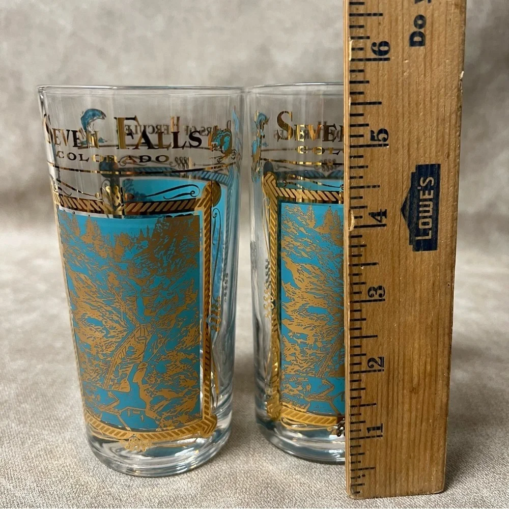Set of (2) Vintage Seven Falls Colorado Pillars of Hercules Turquoise Gold MCM